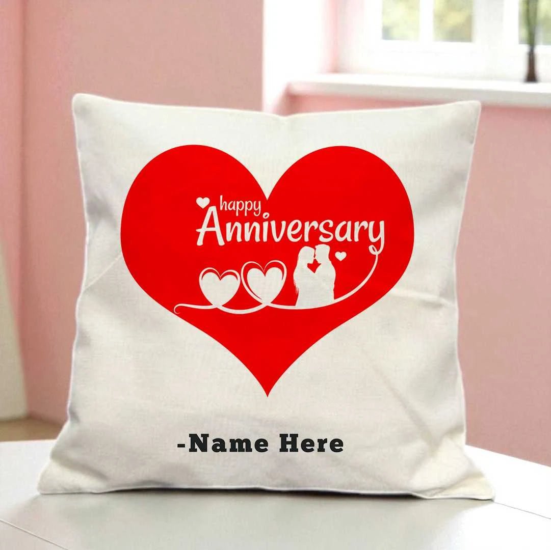 Personalized Happy Anniversary Terry Cotton Cushion - Flowers to Nepal - FTN