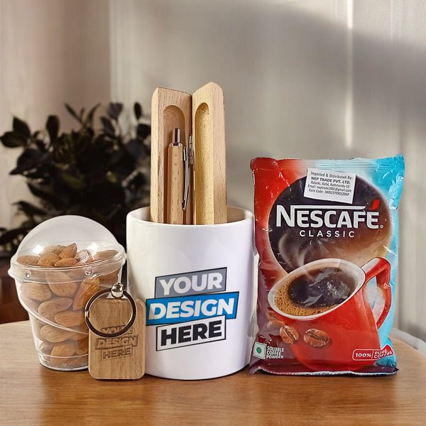 Personalized Keyring, Mug & Nescafé Coffee Combo - Flowers to Nepal - FTN