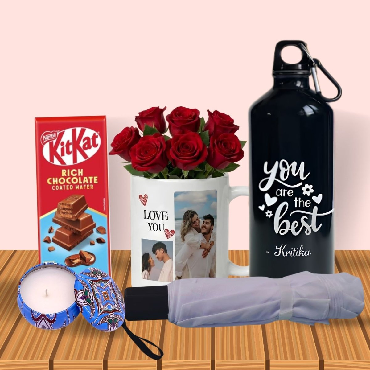 Personalized Love Gift Set with Umbrella - Flowers to Nepal - FTN