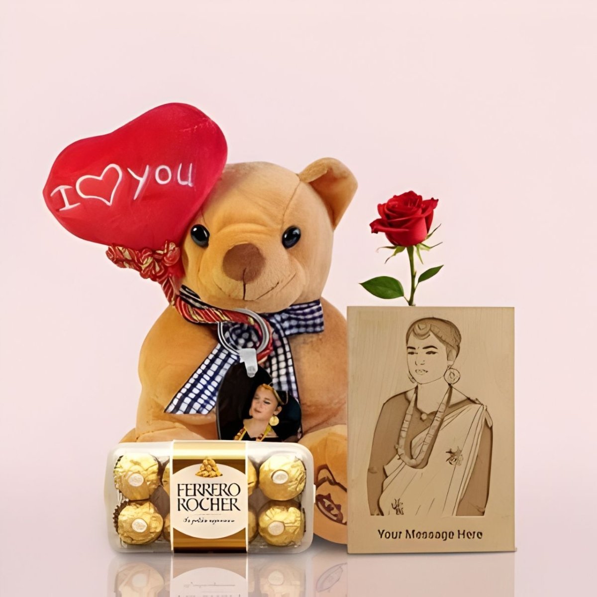 Personalized Love Surprise with Teddy & Chocolate Gift Set - Flowers to Nepal - FTN