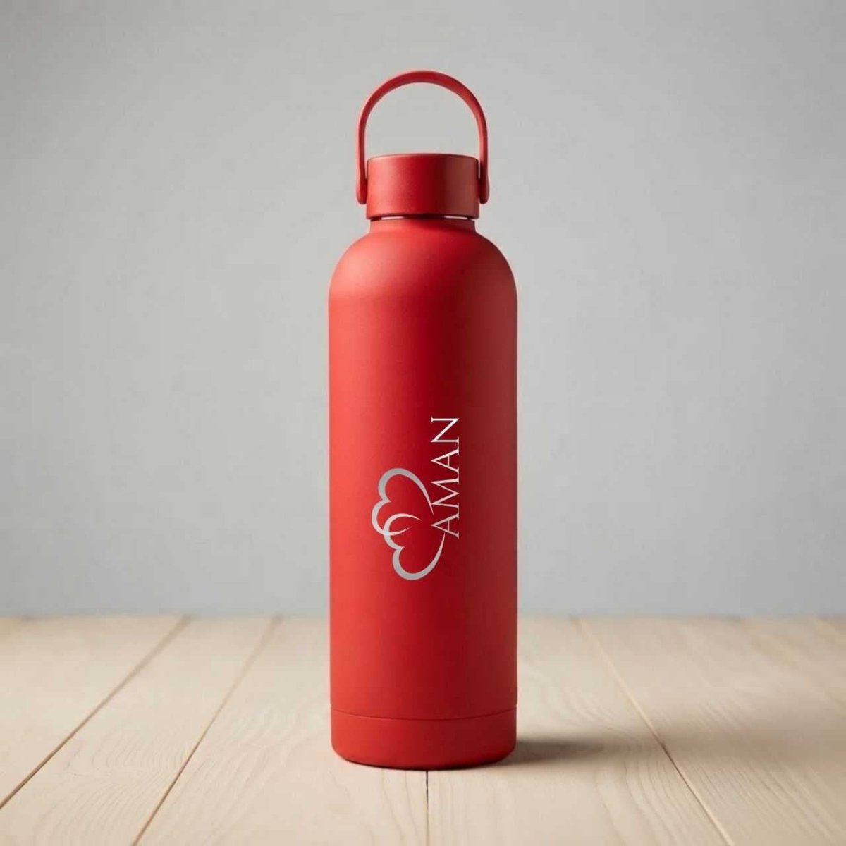 Personalized Matte Red Water Bottle - 500ml - Flowers to Nepal - FTN