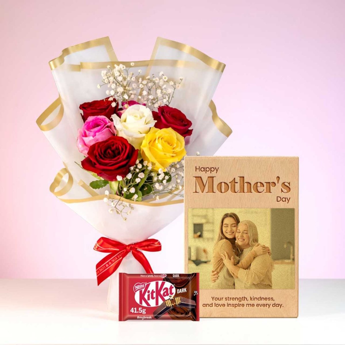 Personalized Mother’s Day Hamper – Photo Plaque, Roses & Sweets - Flowers to Nepal - FTN