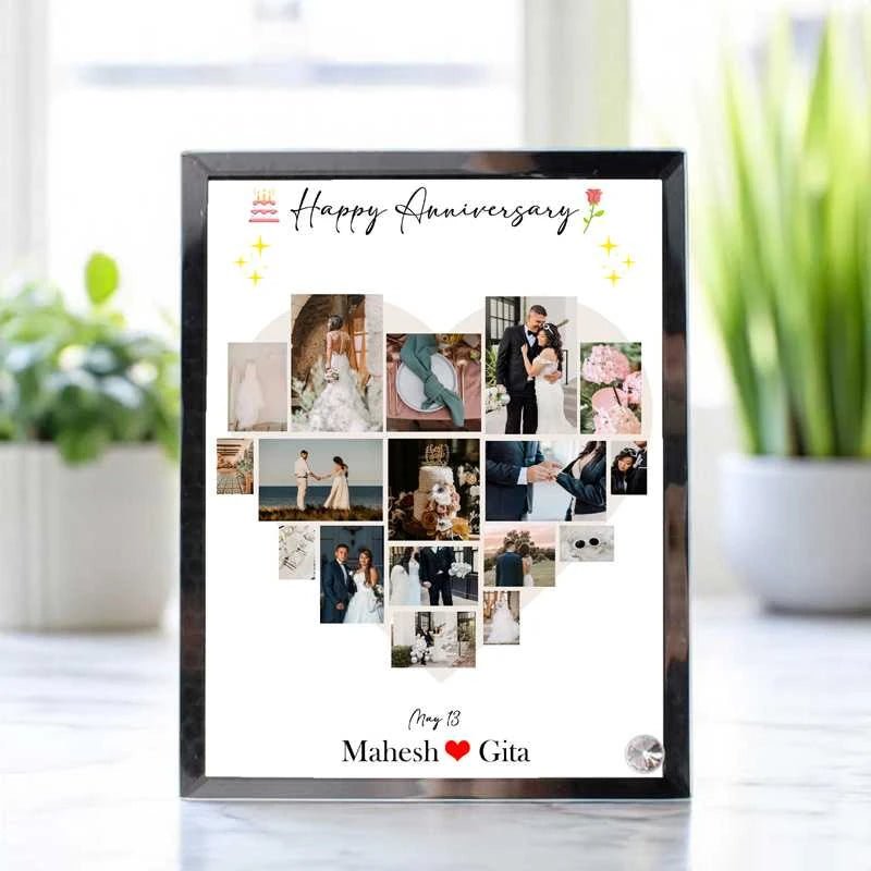 Personalized Name & Date Crystal Photo Frame - Flowers to Nepal - FTN