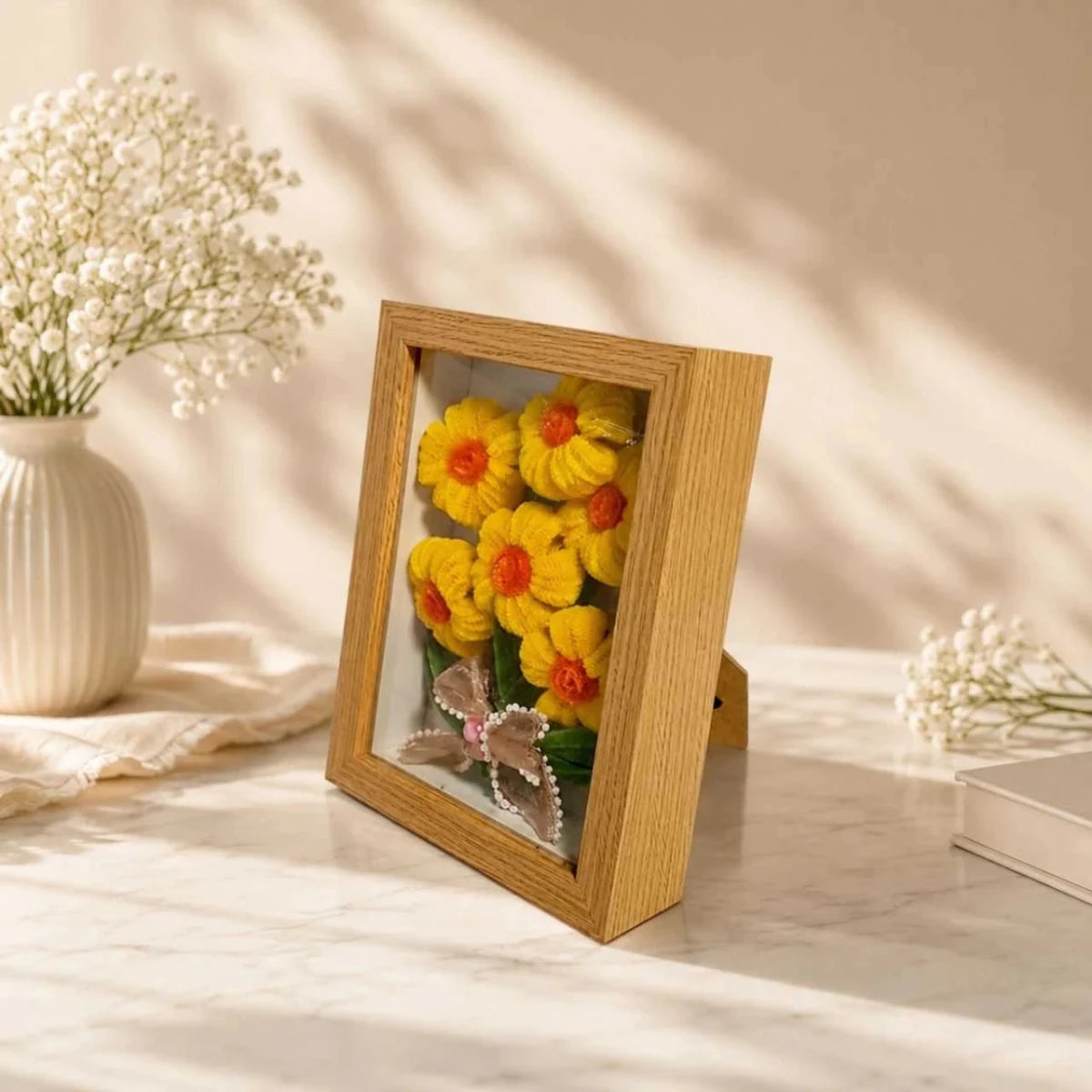 Personalized Name Engraved Fuzzy Daisy Flower Frame - Flowers to Nepal - FTN