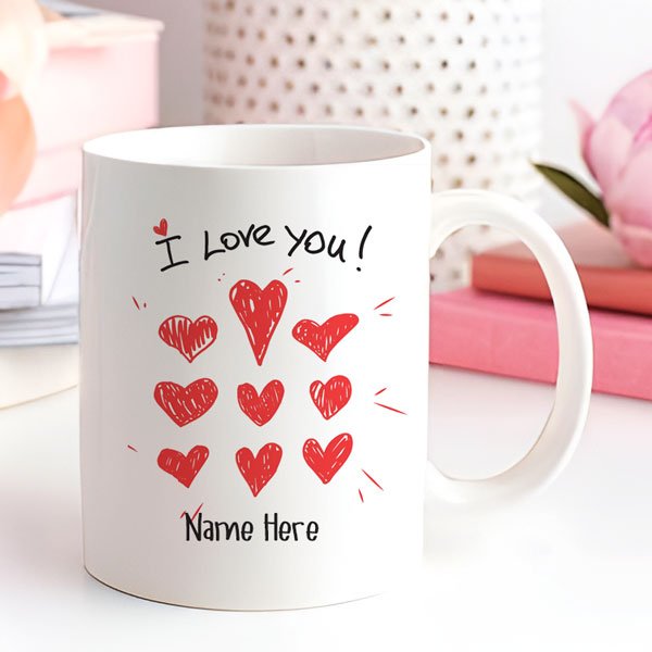 Personalized Name & Love Design Mug - Flowers to Nepal - FTN