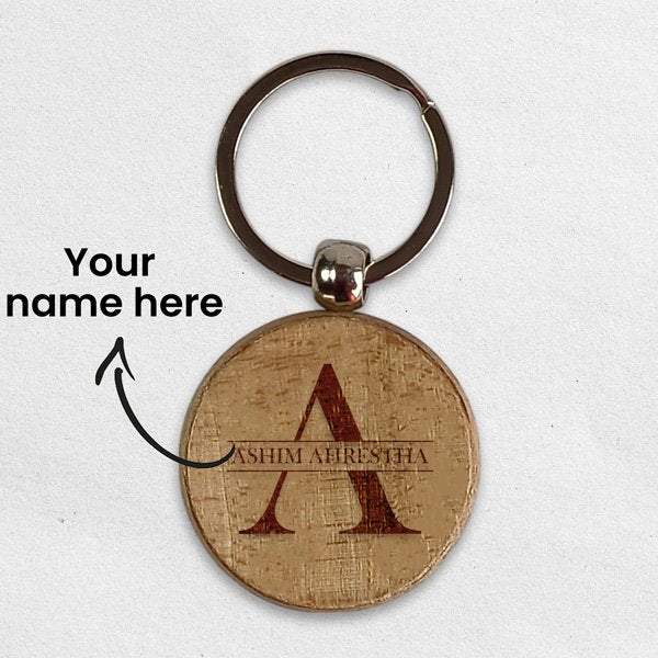 Personalized Name Wood Keychain - Flowers to Nepal - FTN