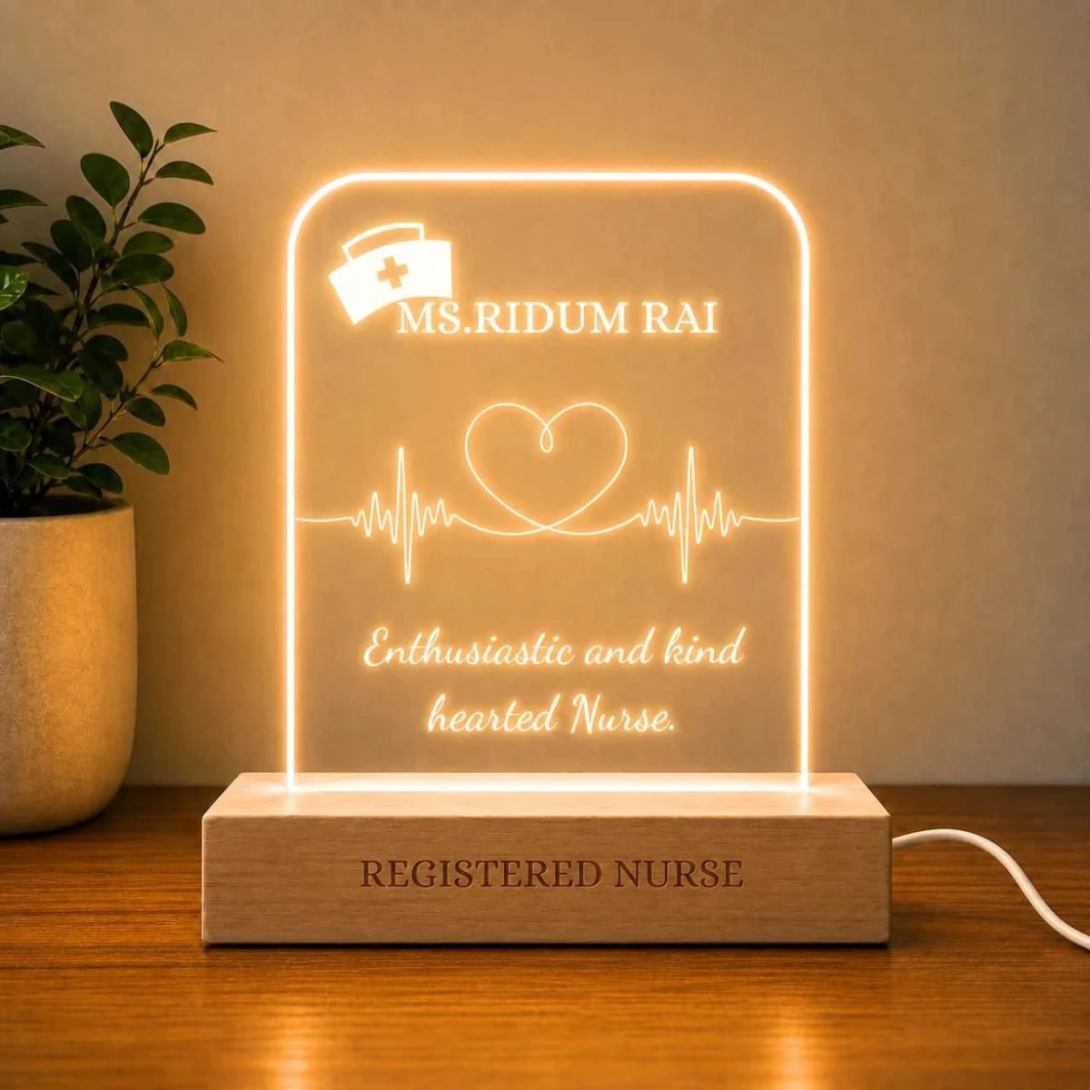 Personalized Nurse Appreciation Acrylic Lamp - Flowers to Nepal - FTN