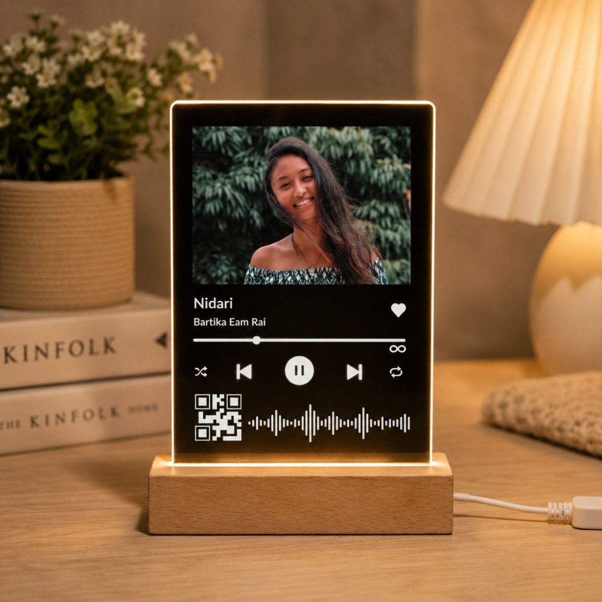 Personalized Photo & Song Acrylic LED Display - Flowers to Nepal - FTN