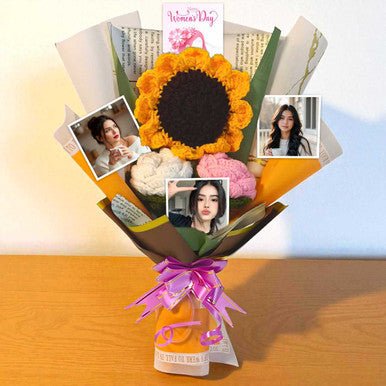 Personalized Photos with Crochet Flower Bouquet - Flowers to Nepal - FTN