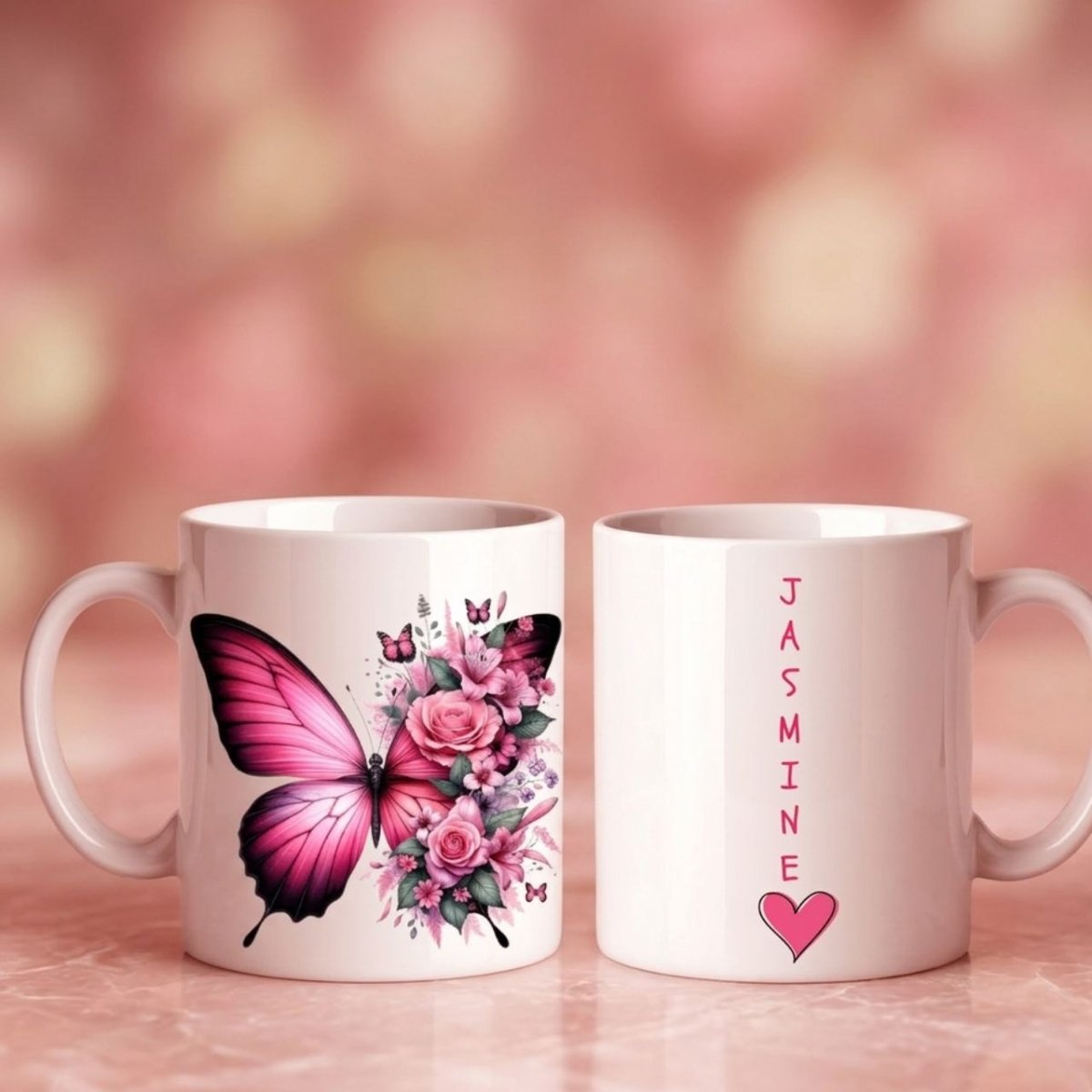 Personalized Pink Butterfly Bloom Mug - Flowers to Nepal - FTN