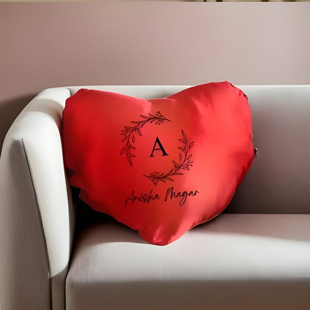 Personalized Red Cushion with Your Name - Flowers to Nepal - FTN