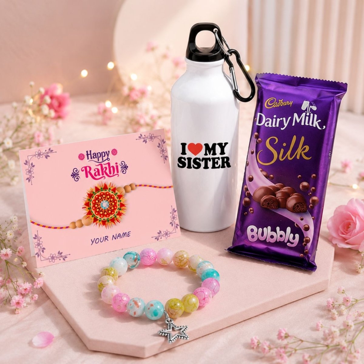 Personalized Sister Rakhi Gift Set - Flowers to Nepal - FTN