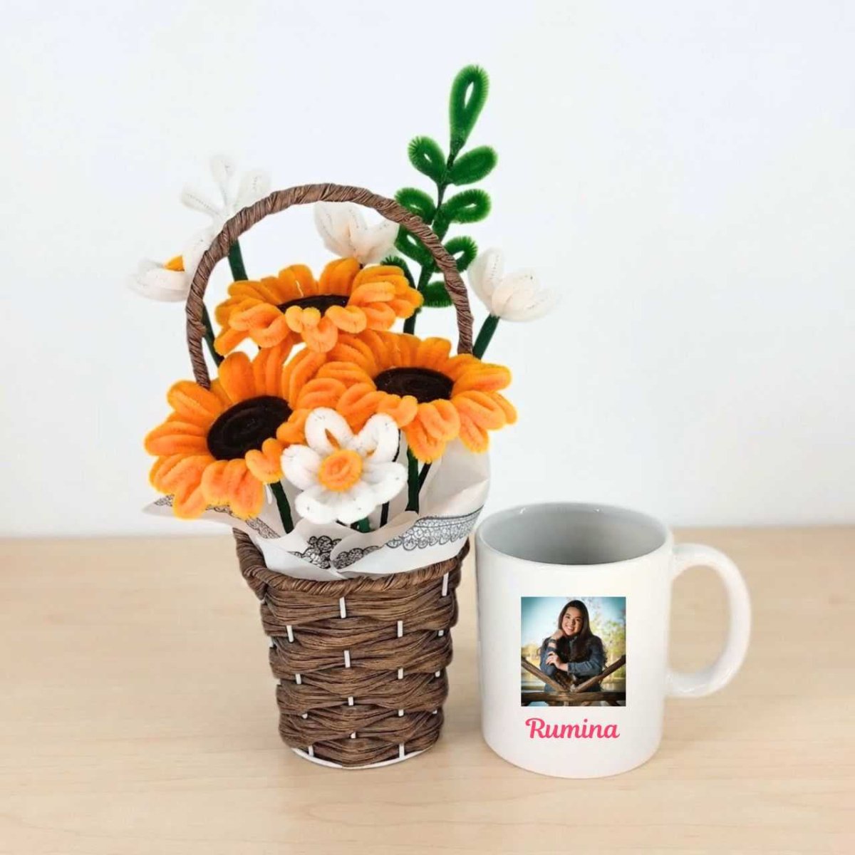 Personalized Sunflower Mug Basket - Flowers to Nepal - FTN