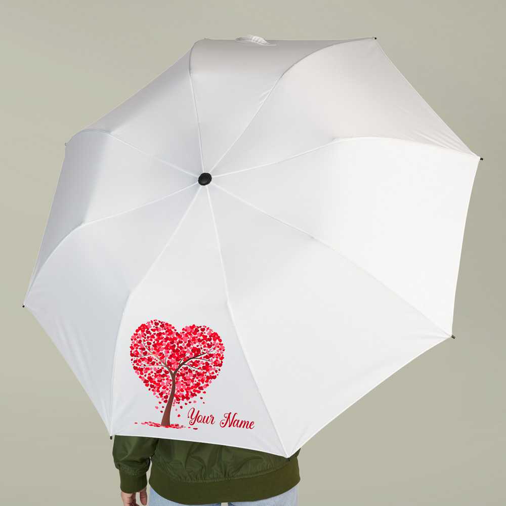 Personalized White Umbrella with Custom Name Print - Flowers to Nepal - FTN