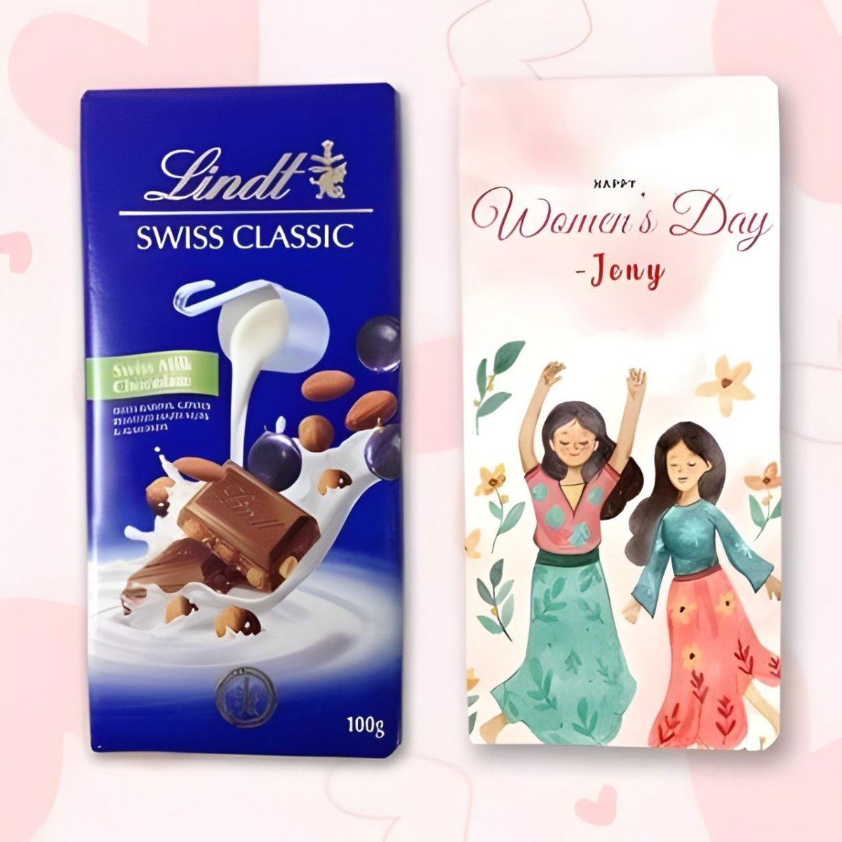 Personalized Women’s Day Lindt chocolate 100g Gift - Flowers to Nepal - FTN