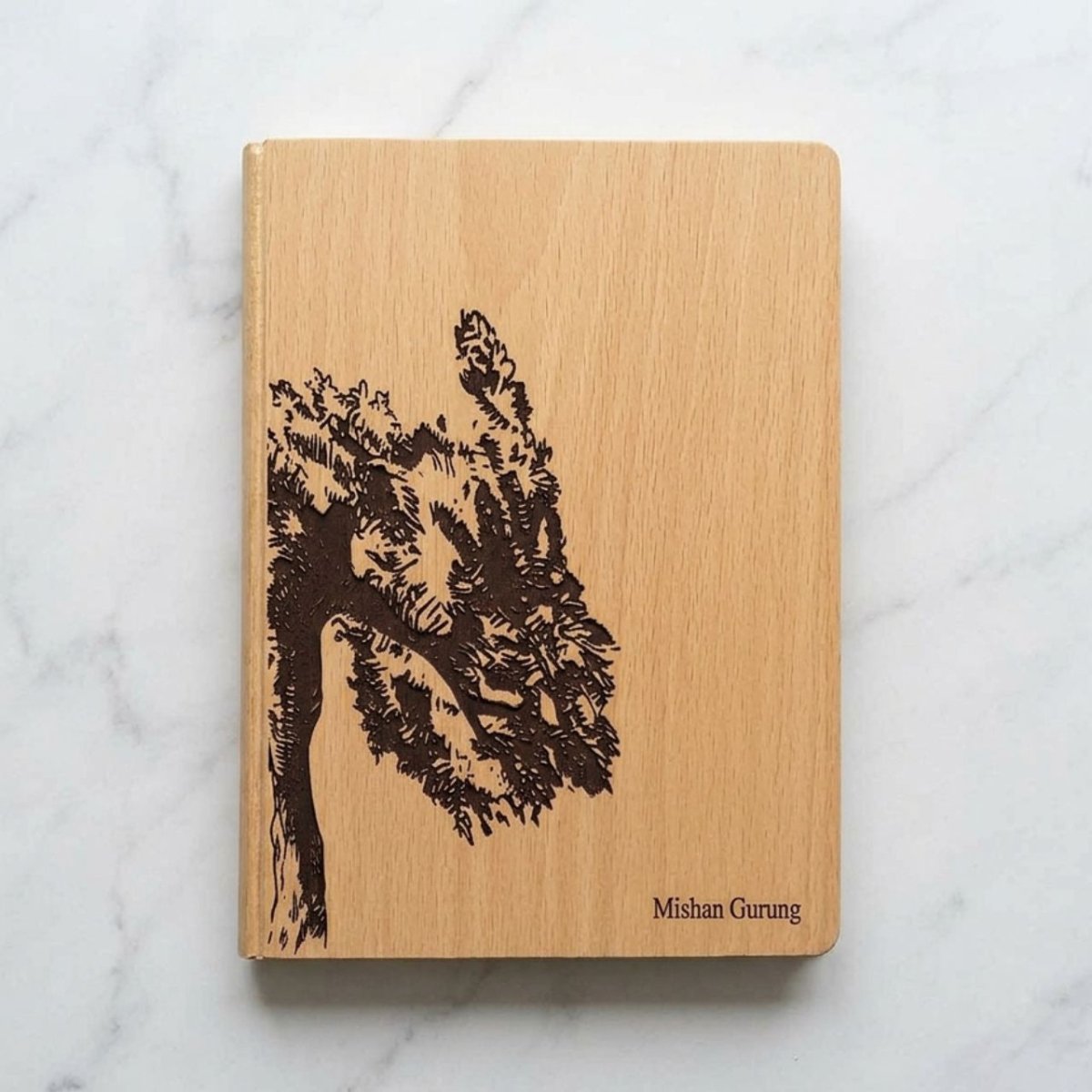 Personalized Wooden Cover Diary - Flowers to Nepal - FTN