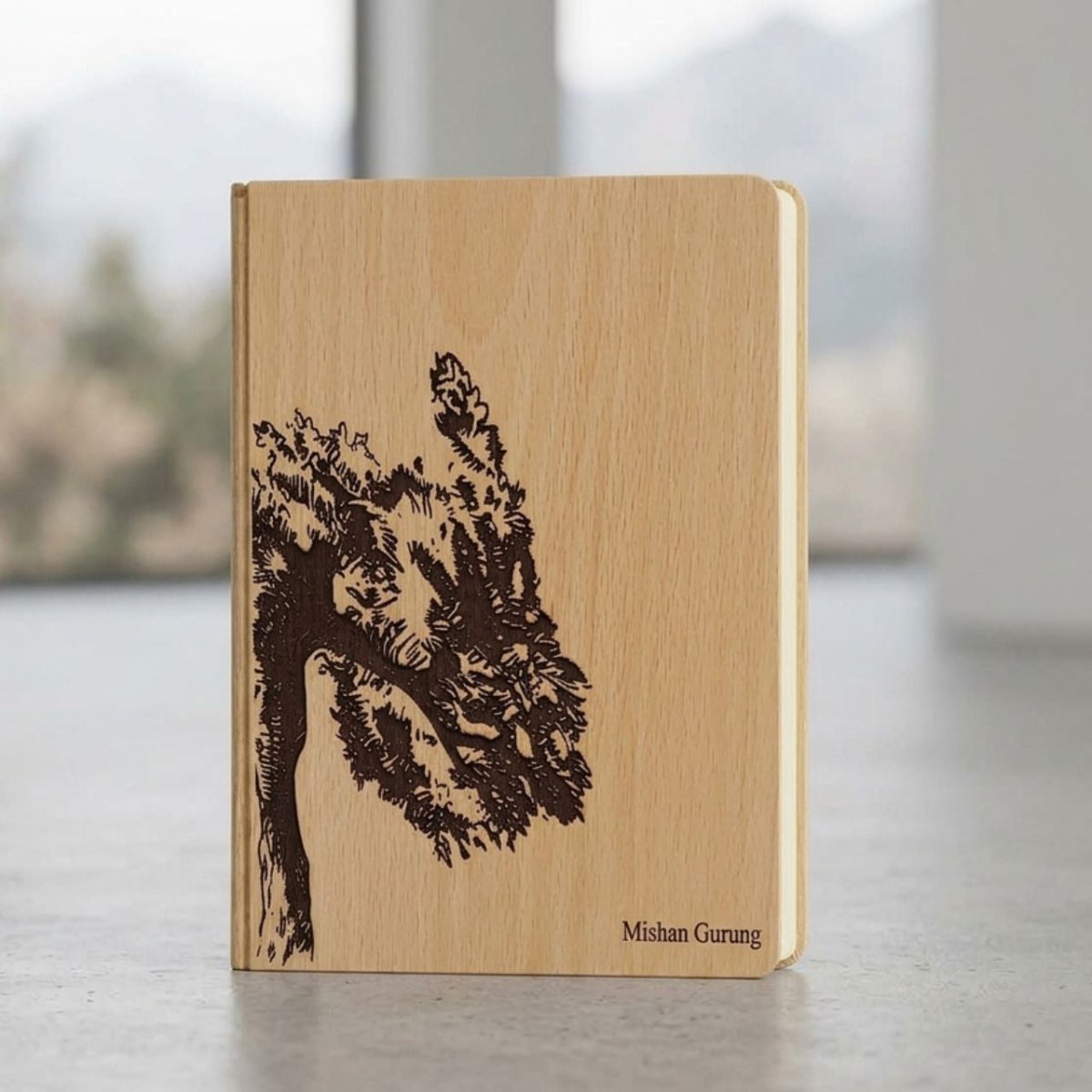 Personalized Wooden Cover Diary - Flowers to Nepal - FTN