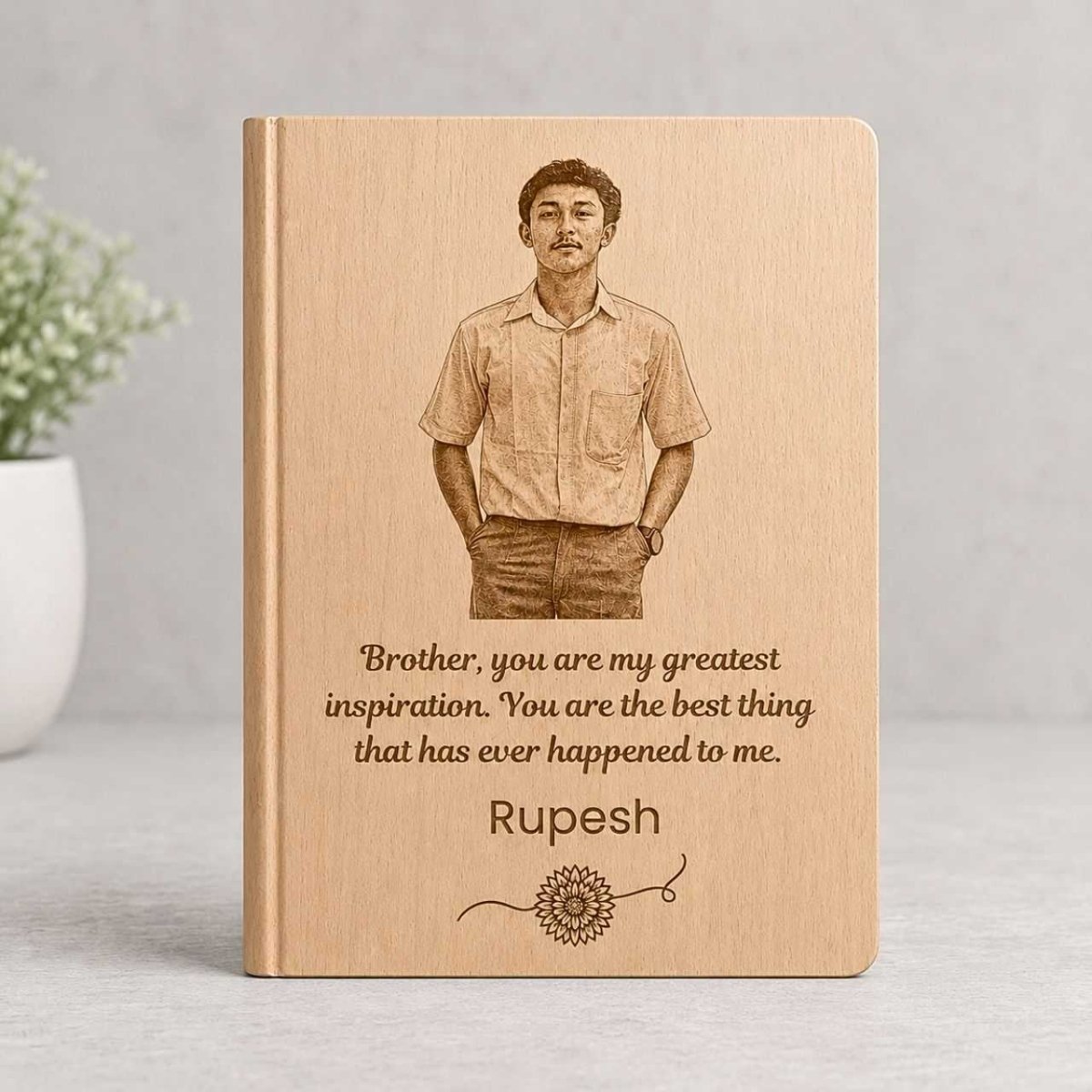 Personalized Wooden Diary for Brother - Flowers to Nepal - FTN
