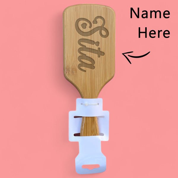 Personalized Wooden Hair Brush - Flowers to Nepal - FTN