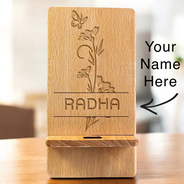 Personalized Wooden Mobile Stand - Flowers to Nepal - FTN