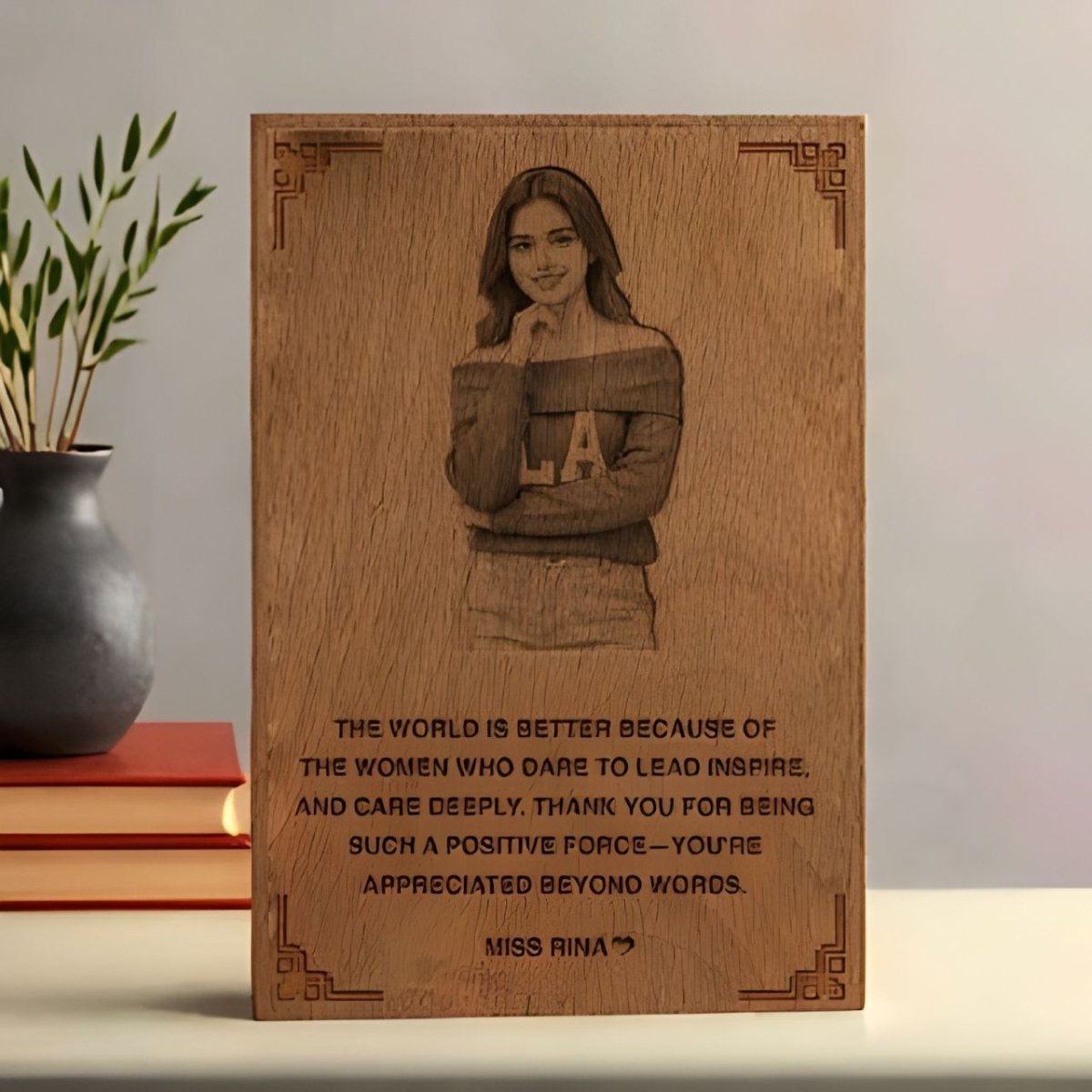 Photo, Message & Name Personalized Large Wooden Plaque Board - Flowers to Nepal - FTN