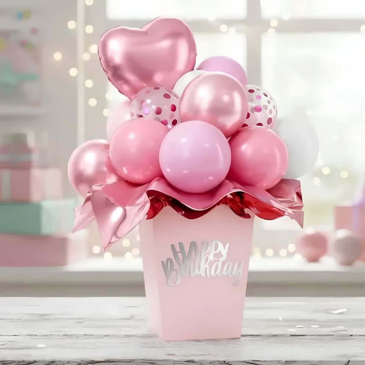 Pink Bloom Happy Birthday Balloon Bouquet Set (31 Pcs) - Flowers to Nepal - FTN