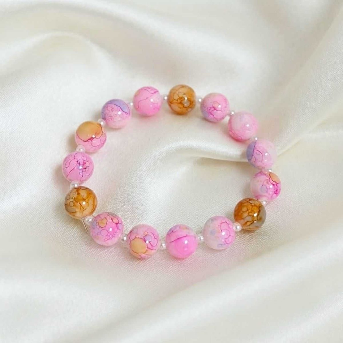 Pink & Brown Beaded Bracelet - Flowers to Nepal - FTN