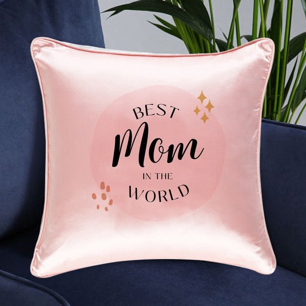 Pink Cushion With Best Mom Ever Print For Mother's Day - Flowers to Nepal - FTN