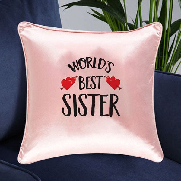 Pink Cushion with 'World's Best Sister' Print - Flowers to Nepal - FTN