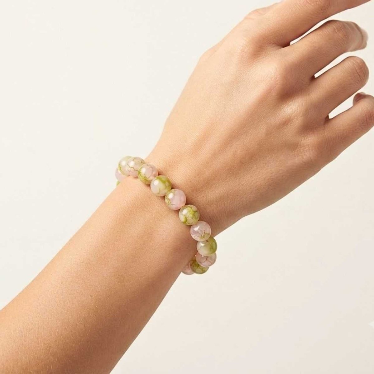 Pink & Green Marbled Bead Bracelet - Flowers to Nepal - FTN