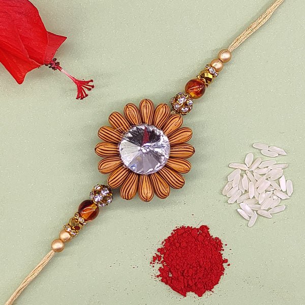 Precious Stone Floral Rakhi - Flowers to Nepal - FTN