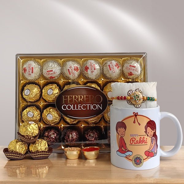 Premium Chocolates, Mug and Rakhi Gift - Flowers to Nepal - FTN