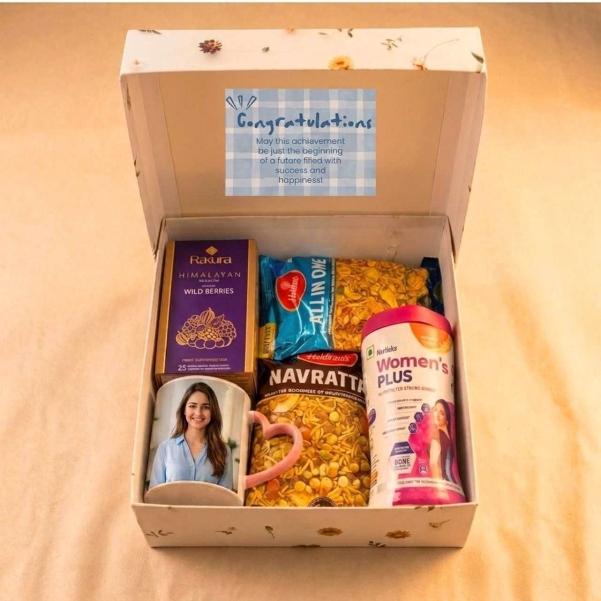 Premium Congratulations Gift Box with Tea & Treats - Flowers to Nepal - FTN