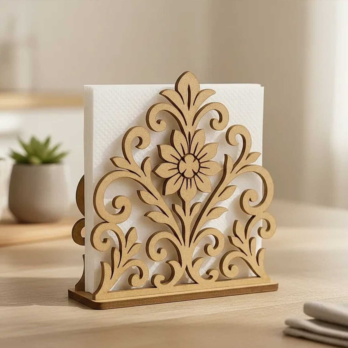 Premium Wooden Tissue Box Holder - Flowers to Nepal - FTN
