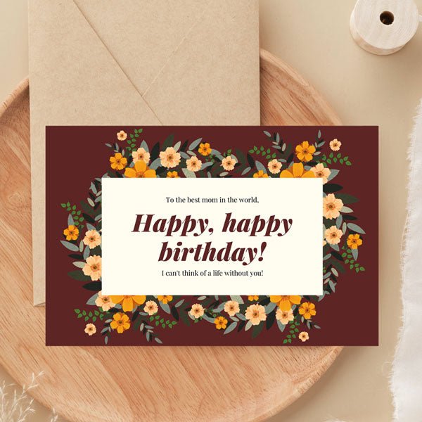 Printed Birthday Card for Mom – Happy Happy Birthday - Flowers to Nepal - FTN