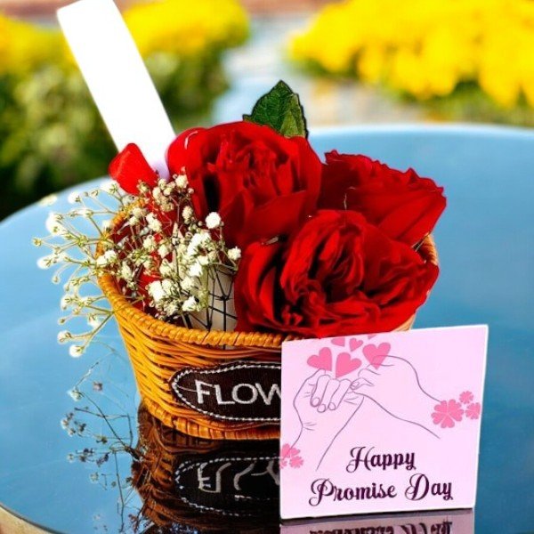 Promise day custom Text with roses Basket - Flowers to Nepal - FTN