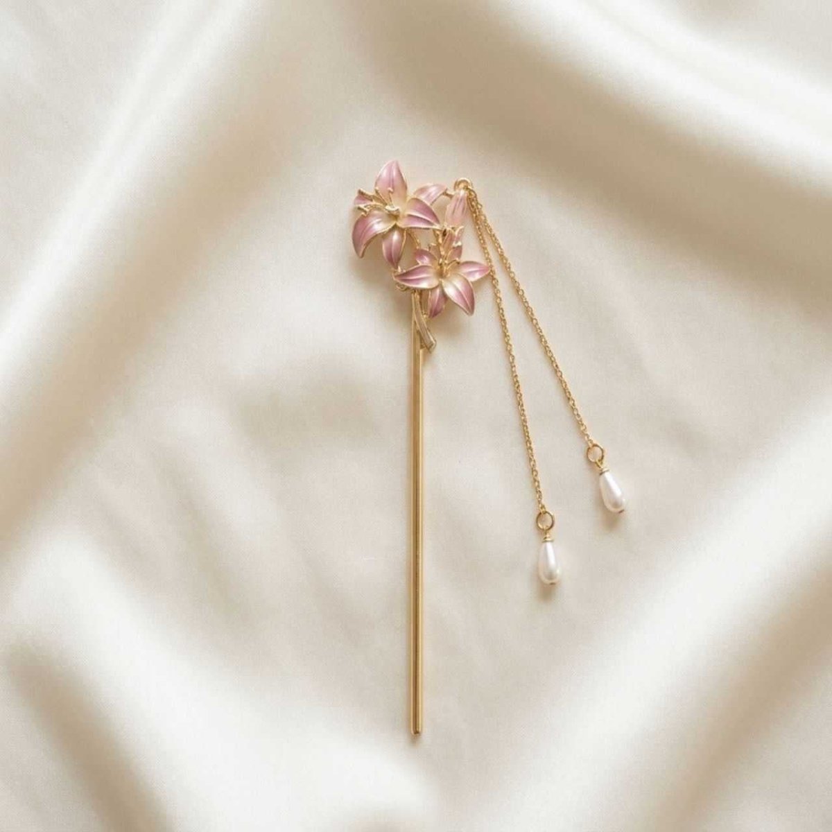 Purple Lily Pearl Dangle Hair Pin - Flowers to Nepal - FTN