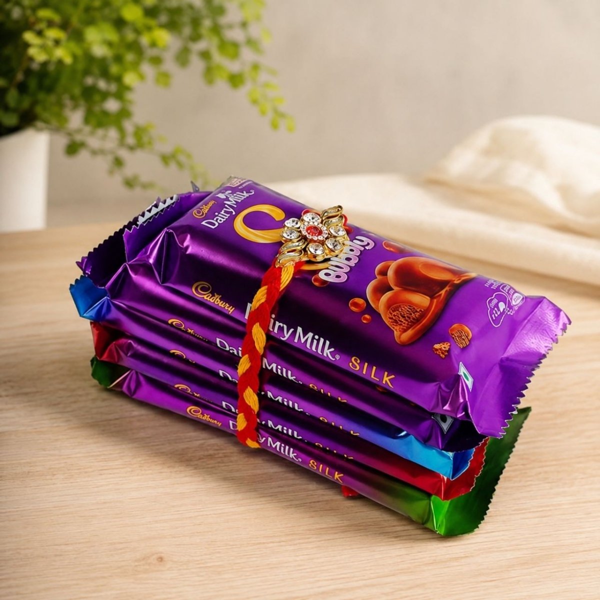 Rakhi & Cadbury Silk Chocolate Gift Set - Flowers to Nepal - FTN