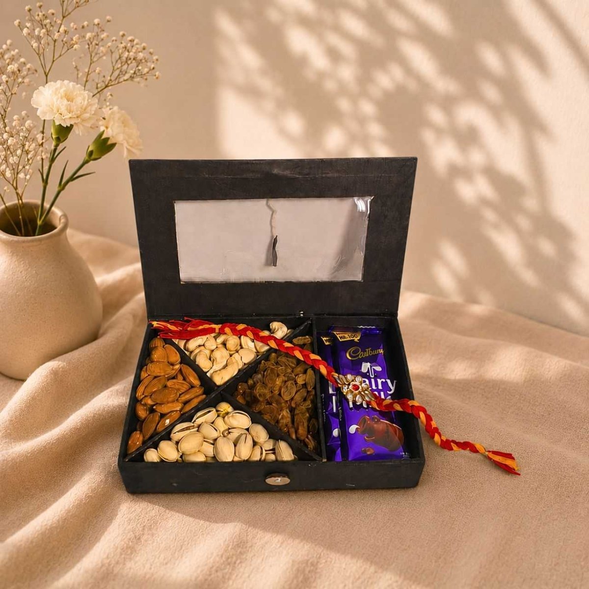 Rakhi Chocolate & Dry Fruits Gift Box - Flowers to Nepal - FTN