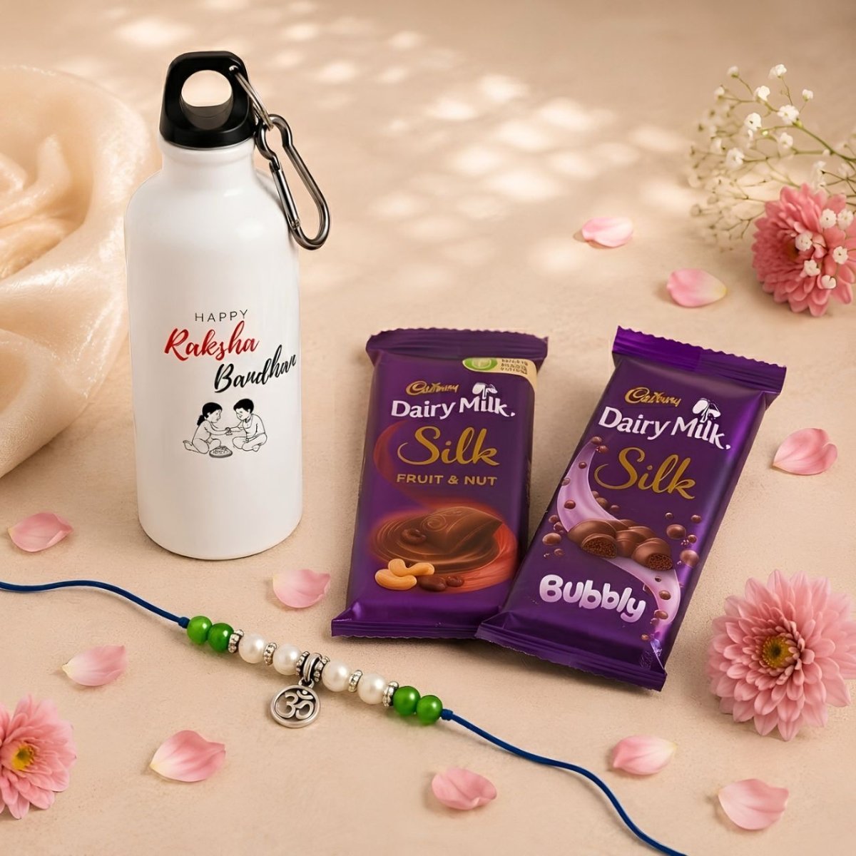 Rakhi Chocolate & Personalized Bottle Gift Set - Flowers to Nepal - FTN