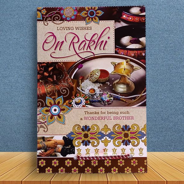 Rakhi Greeting Card with Rakhi - Flowers to Nepal - FTN