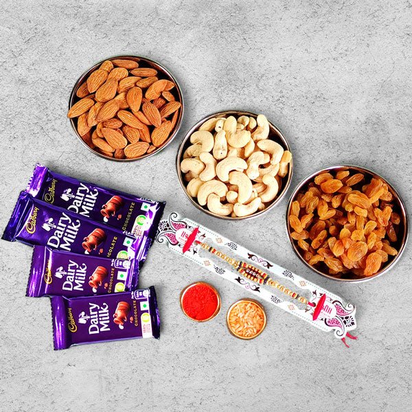 Rakhi Special Dry Fruits & Chocolate Set - Flowers to Nepal - FTN