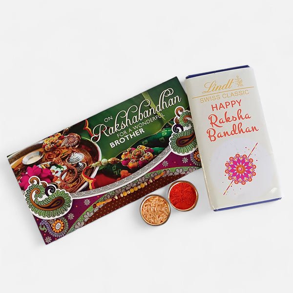 Raksha Bandhan Rakhi Card with Lindt Chocolate - Flowers to Nepal - FTN