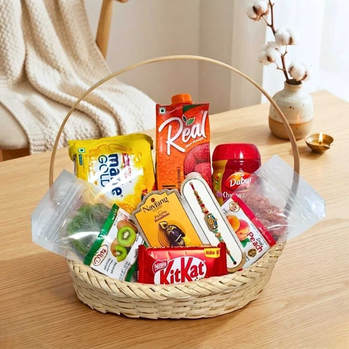 Raksha Bandhan Snacks & Rakhi Gift Basket - Flowers to Nepal - FTN