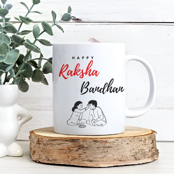 Raksha Bandhan White Ceramic Mug - Flowers to Nepal - FTN