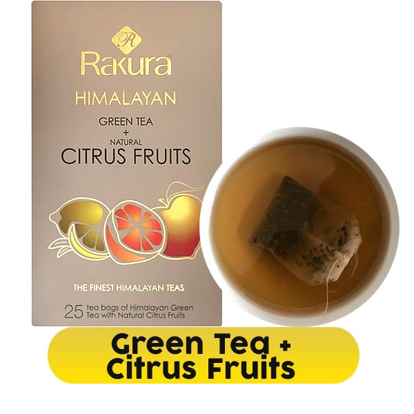 Rakura Himalayan Green Tea With Natural Citrus Fruits (25 Tea Bags) - Flowers to Nepal - FTN