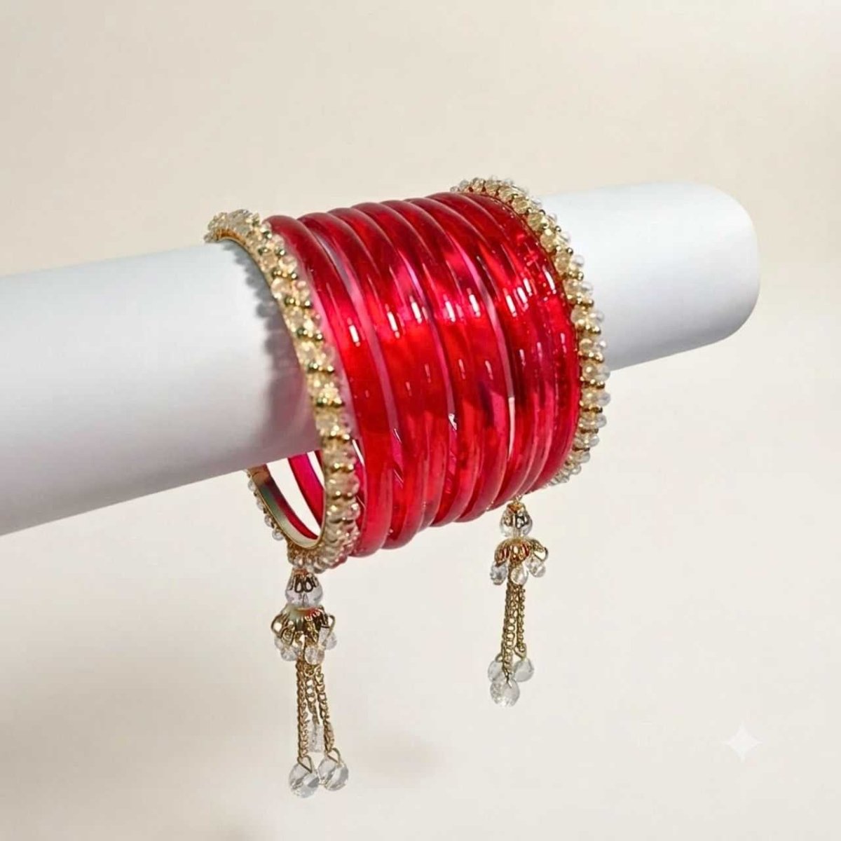 Red Chura & Crystal Bangles Set - Flowers to Nepal - FTN
