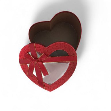 Red Heart Shaped Transparent Cover Box With Bow - Medium - Flowers to Nepal - FTN