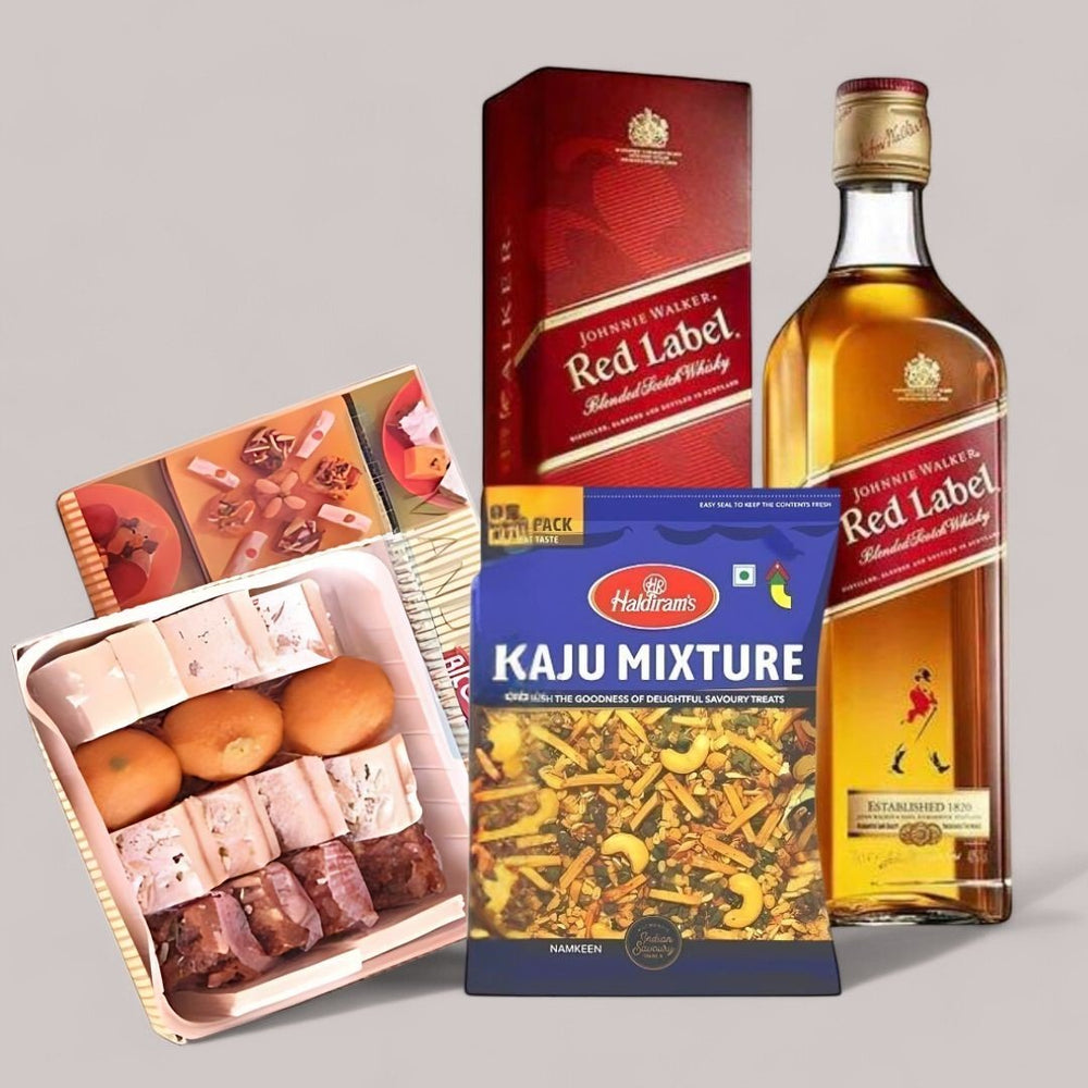 Red Label Whisky 750ml, Mithai & Sweet Combo - Flowers to Nepal - FTN