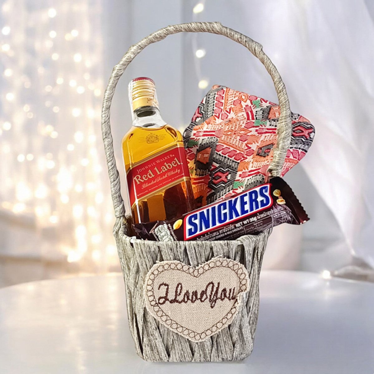 Red Label Whisky with Traditional Dhaka Topi - Flowers to Nepal - FTN